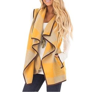 🆕Open Front Plaid Vest Cardigan Pockets